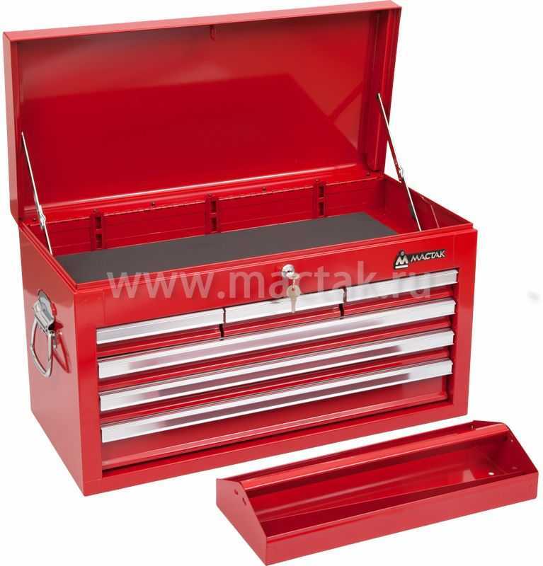 Ящик инструментальный, 6 полок, красный МАСТАК 511-06570R Ящики для инструмента металлические фото, изображение